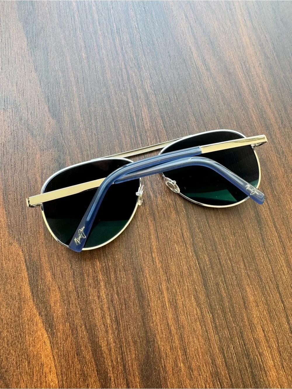 Maui Jim Silver Aviator Sunglasses with Dark Lenses